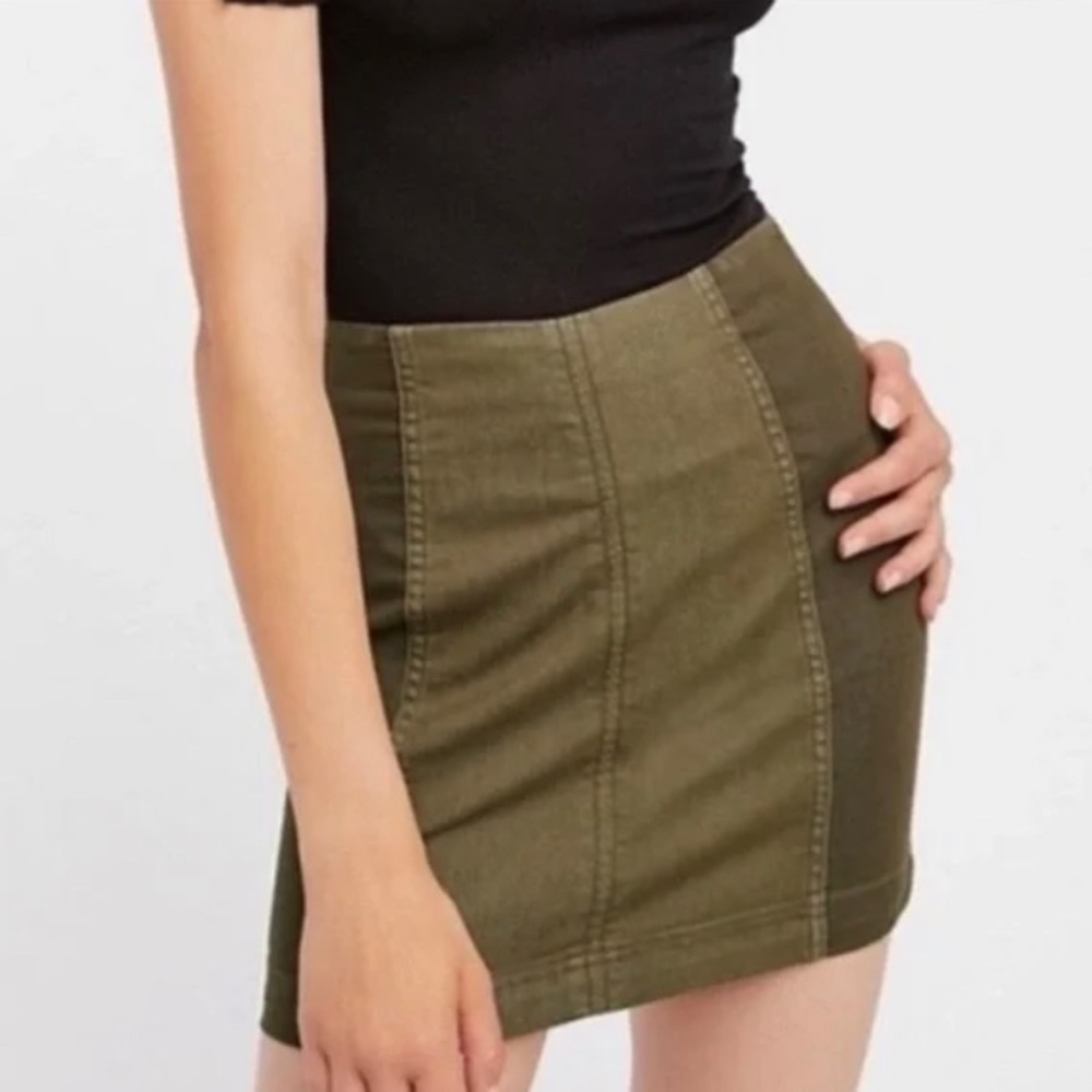 FREE PEOPLE modern femme green colorblock skirt